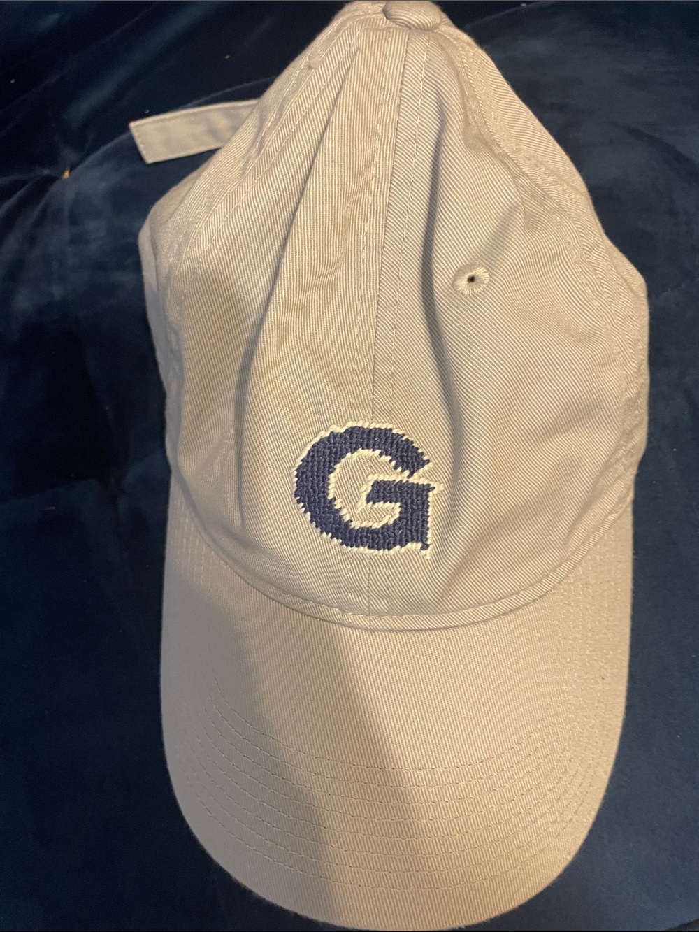 Men's Beige Baseball Cap with Navy 'G' Embroidery